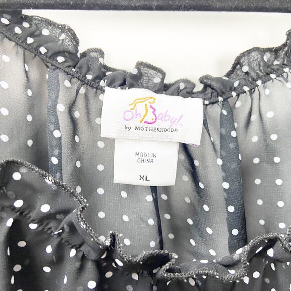 Oh Baby! Motherhood Maternity XL Womens Black Polka Dot Babydoll Blouse Top - Picture 5 of 8
